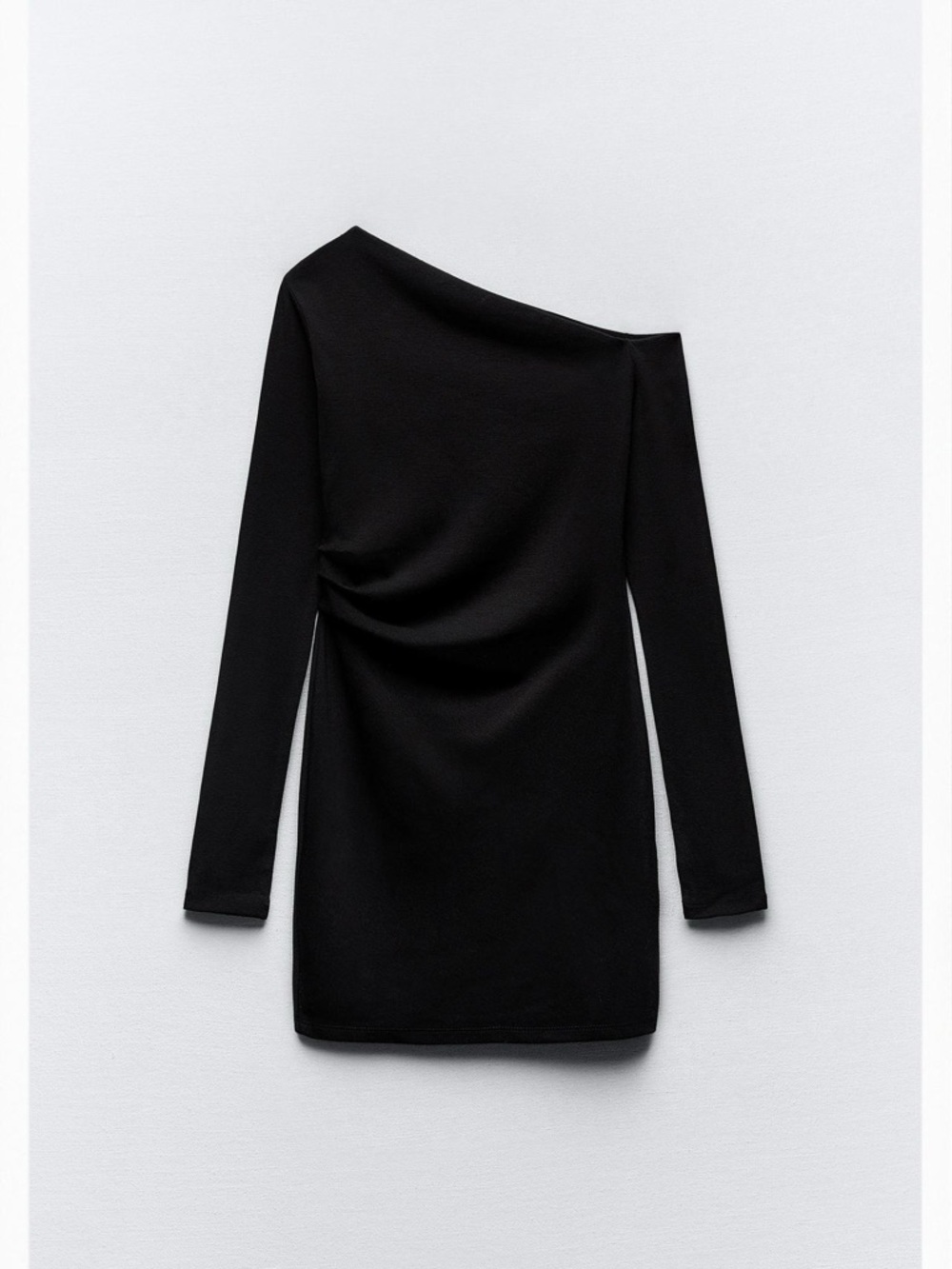 Zara Black One-Shoulder Long Sleeve Mini Dress